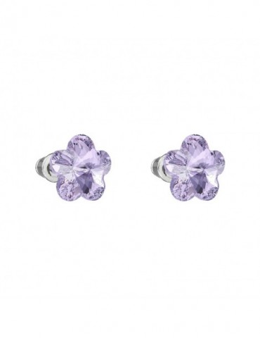 Boucles d'oreilles Fleur en pierre violet Swarovski