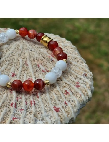 bracelet Agate rouge /pierre de roche